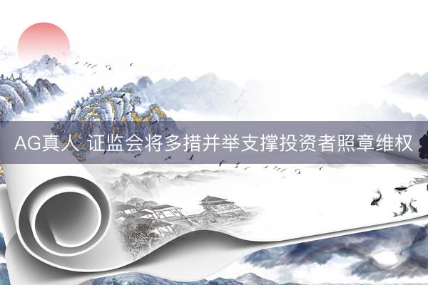 AG真人 证监会将多措并举支撑投资者照章维权