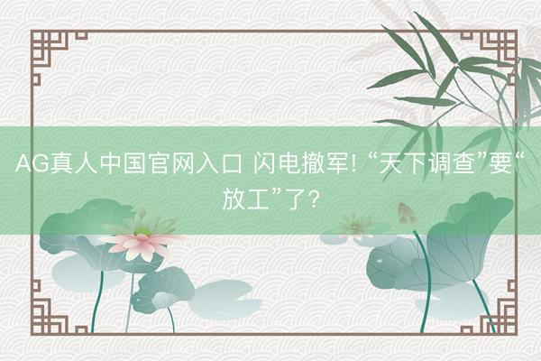 AG真人中国官网入口 闪电撤军! “天下调查”要“放工”了?