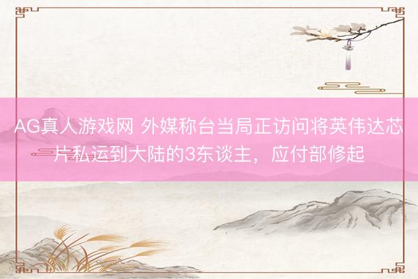 AG真人游戏网 外媒称台当局正访问将英伟达芯片私运到大陆的3东谈主，应付部修起