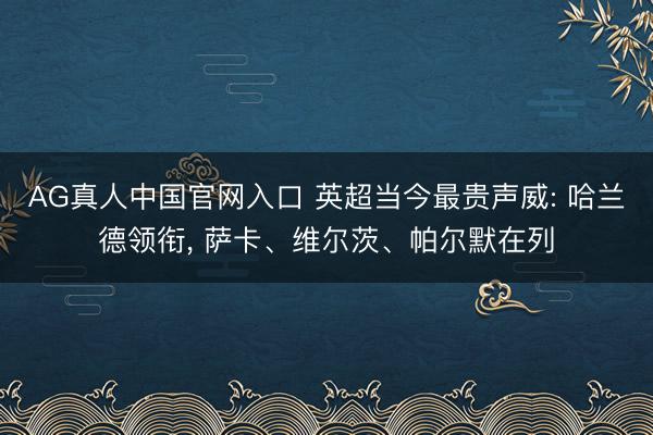 AG真人中国官网入口 英超当今最贵声威: 哈兰德领衔， 萨卡、维尔茨、帕尔默在列